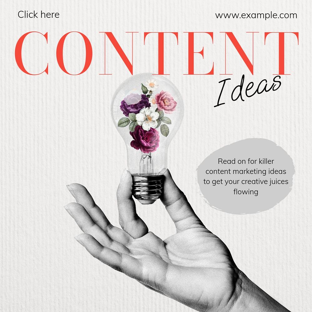 Creative content idea Instagram post template, editable text