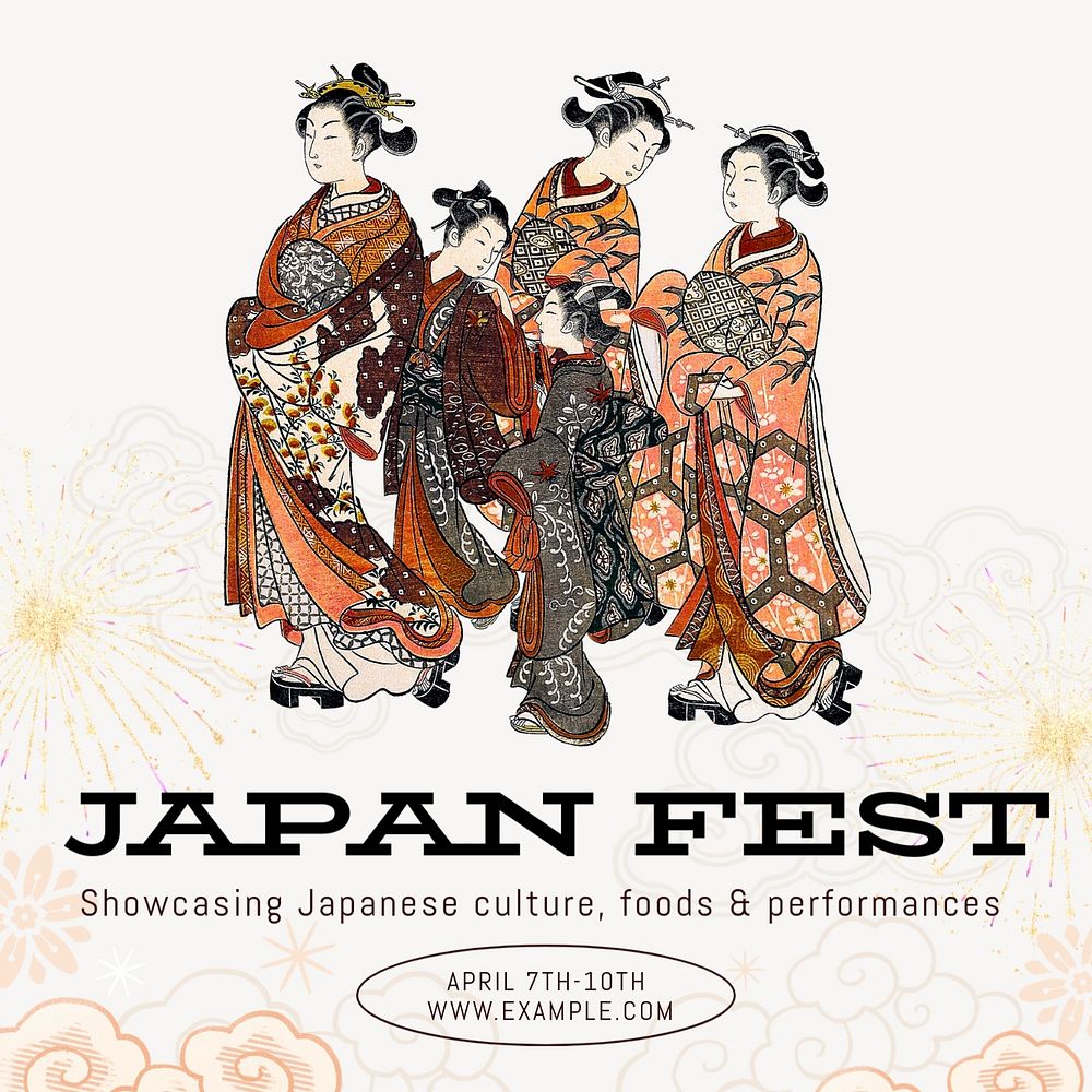 Japan festival Instagram post template, editable text