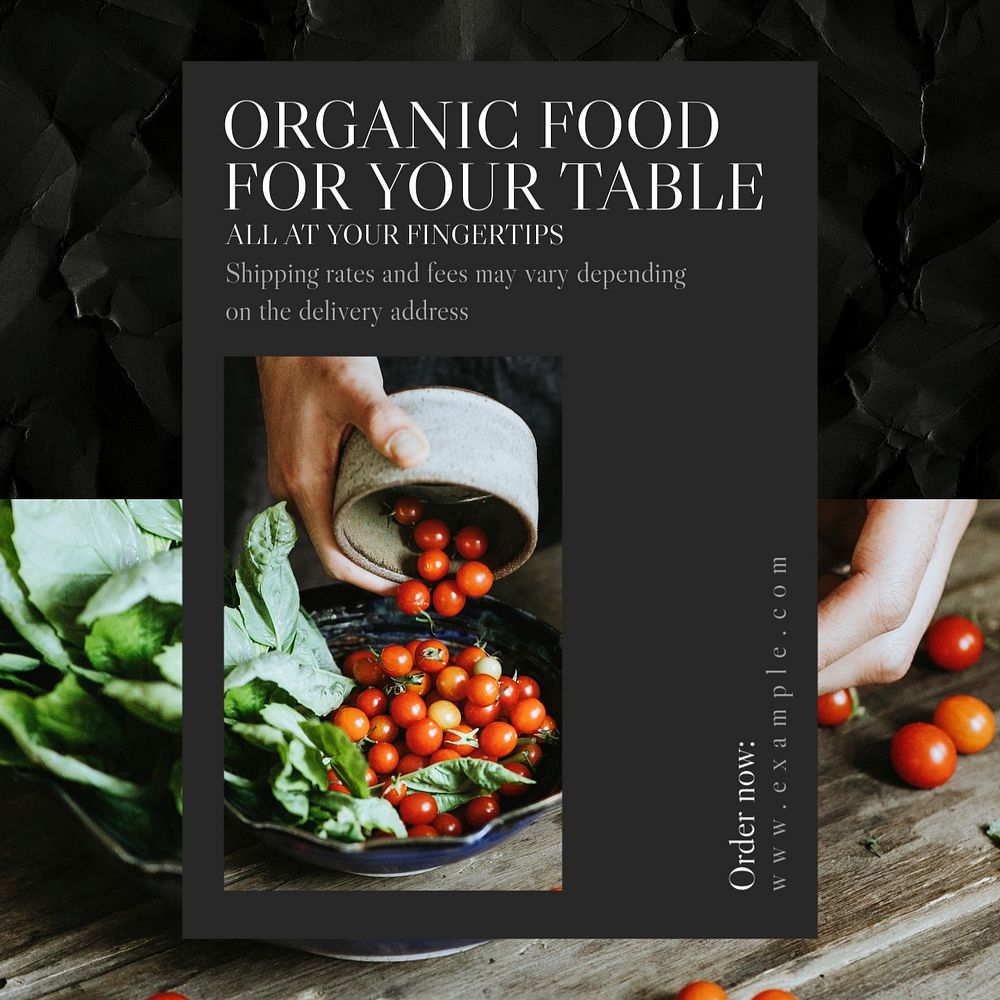 Organic food Instagram post template, editable text