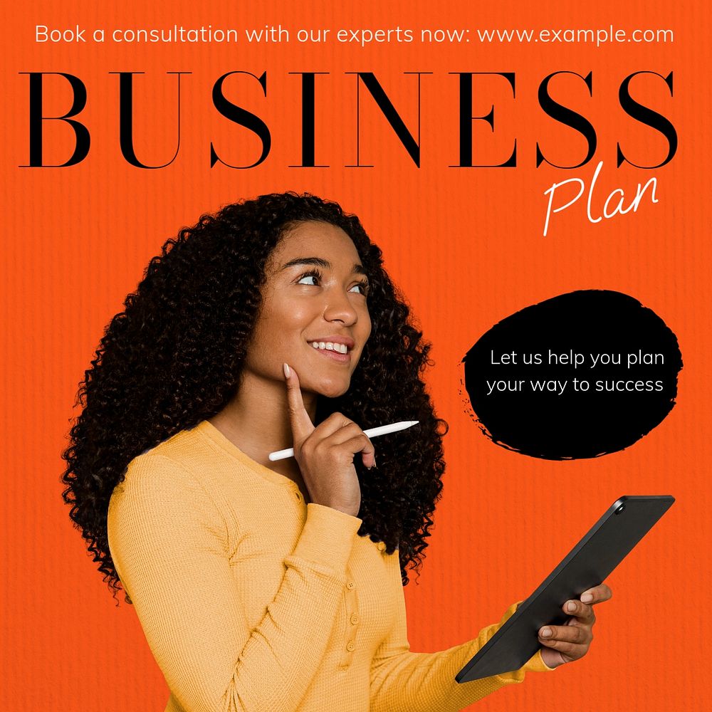 Business plan Instagram post template, editable text