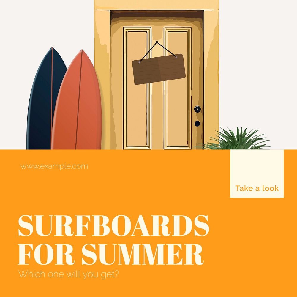 Surfboards Instagram post template, editable design