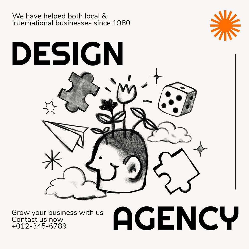 Design agency Instagram post template, editable text