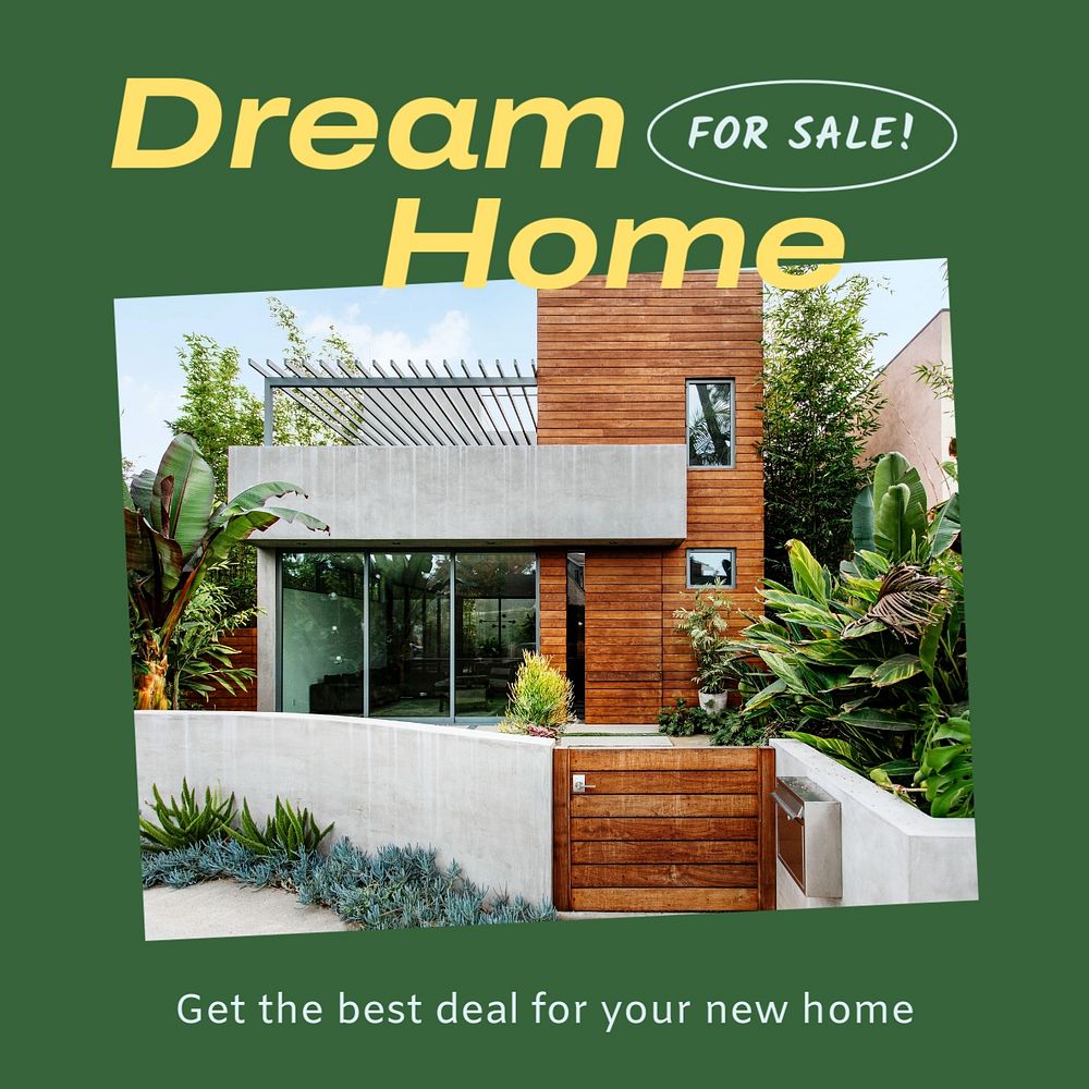 Dream home Instagram post template, editable text