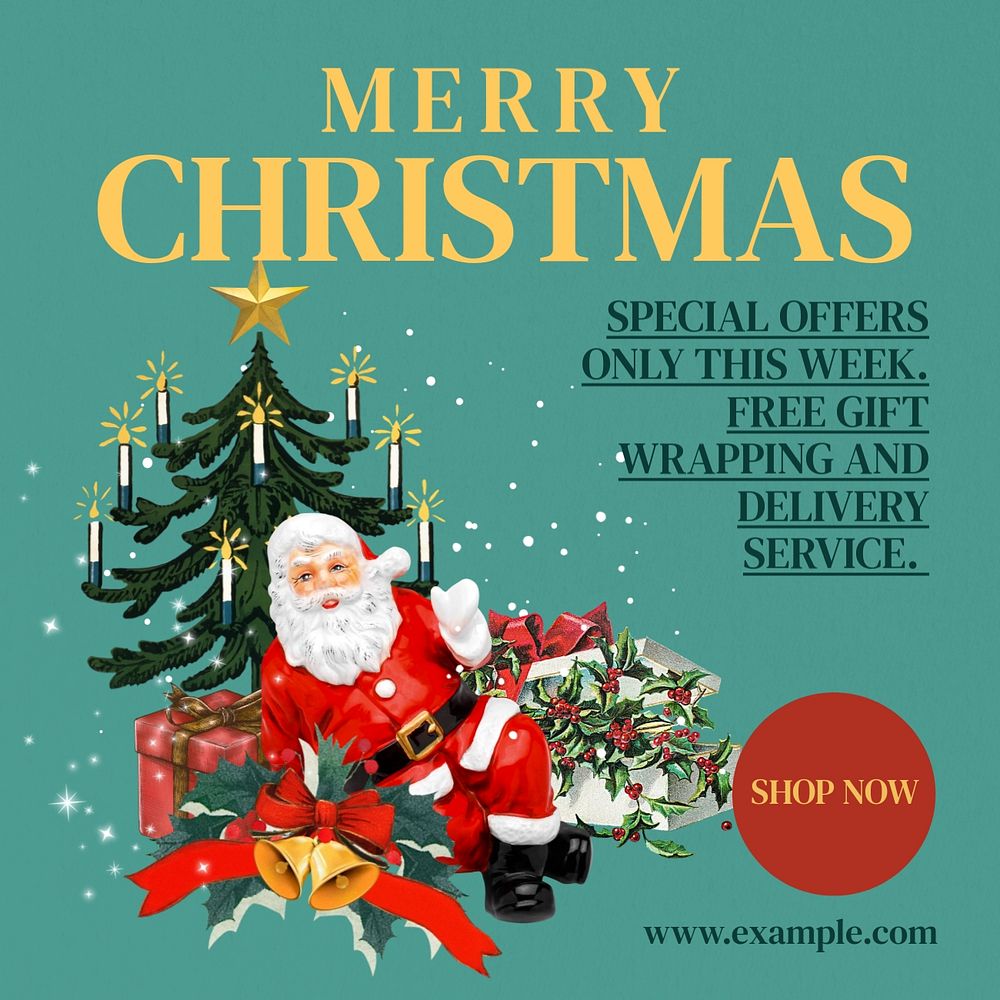 Christmas sale Instagram post template, editable text