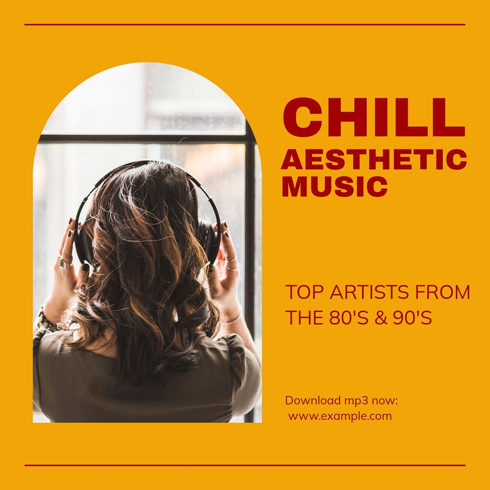 Chill aesthetic music Instagram post template, editable design