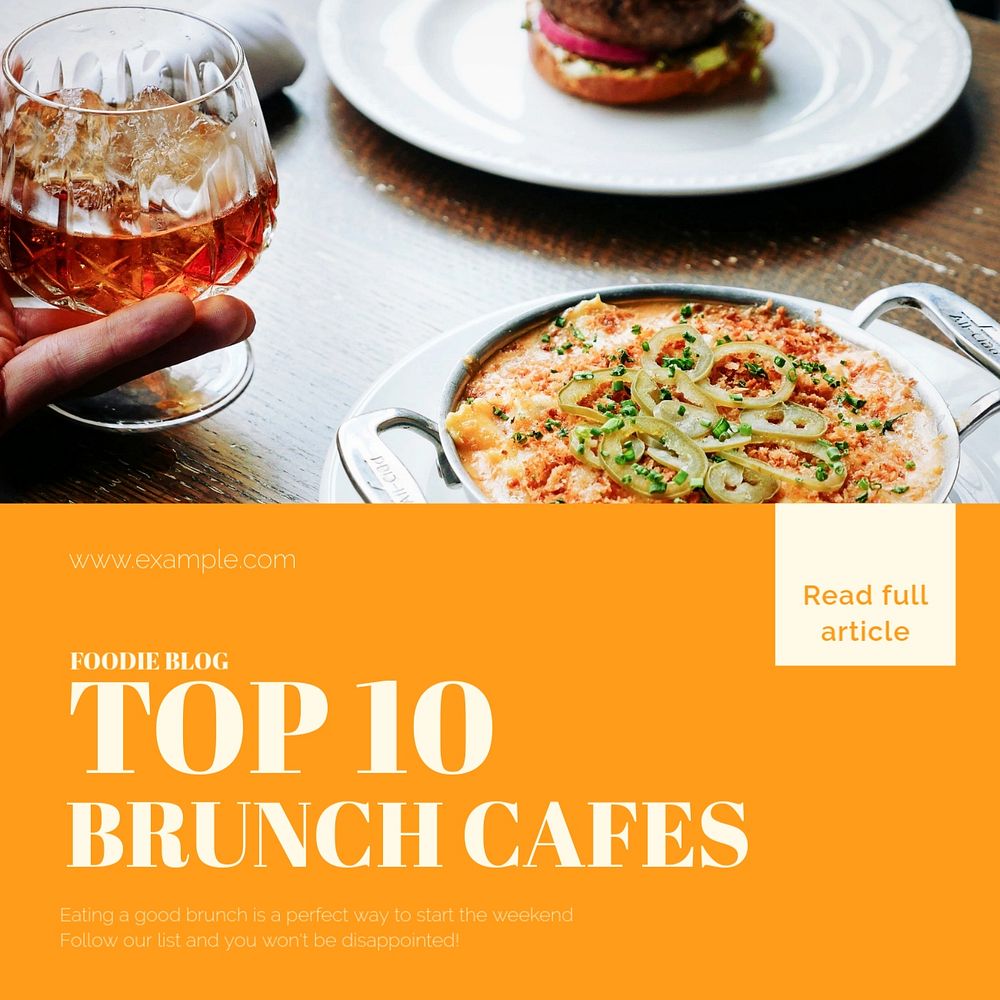 Brunch cafes Instagram post template, editable design