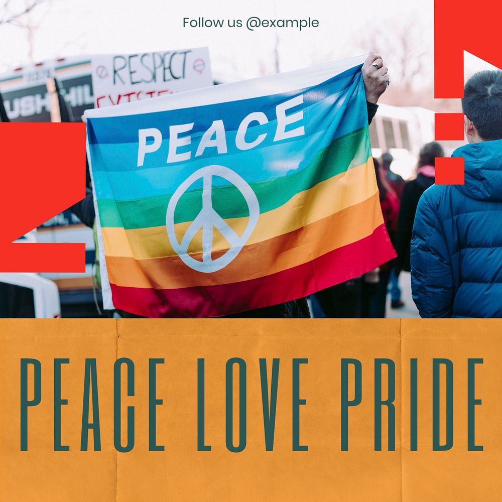 Peace love pride Instagram post template, editable design