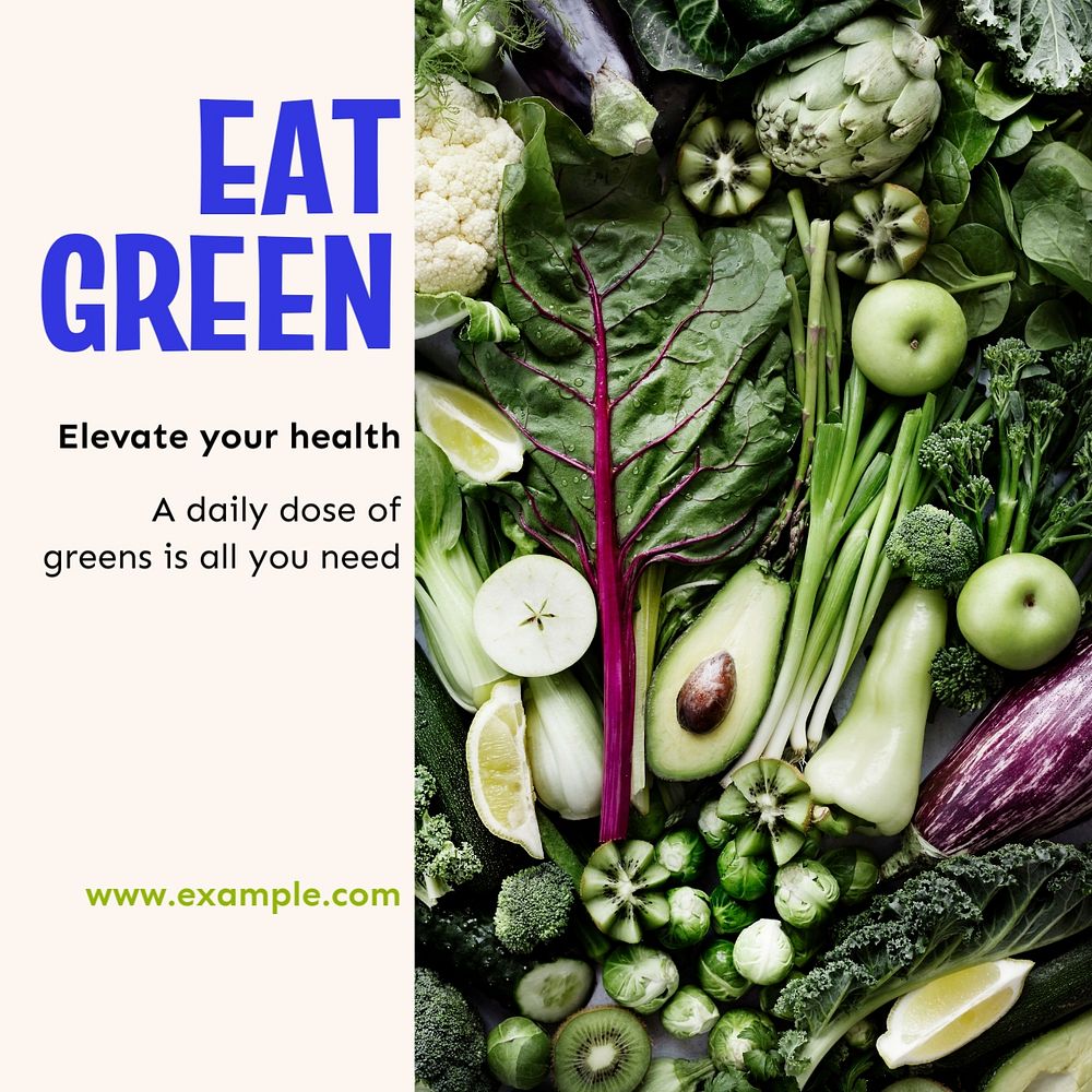 Eat green Instagram post template, editable text