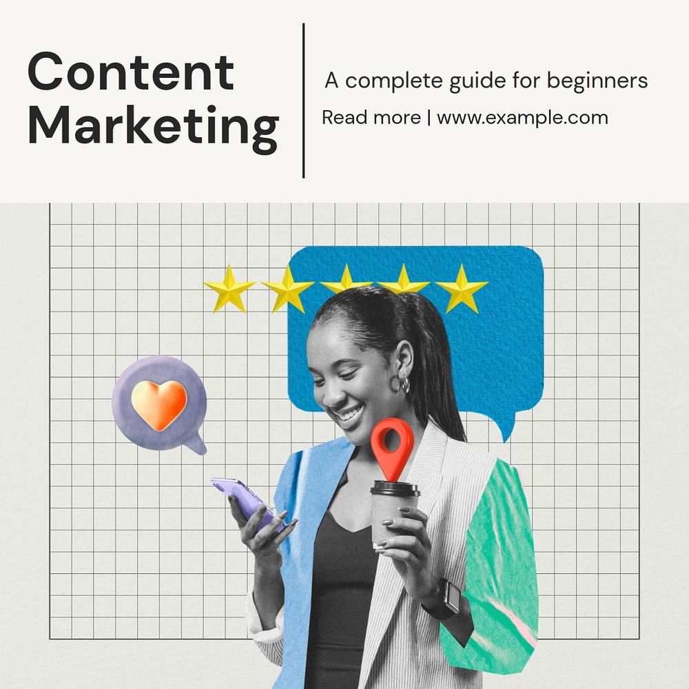 Content marketing Instagram post template, editable text