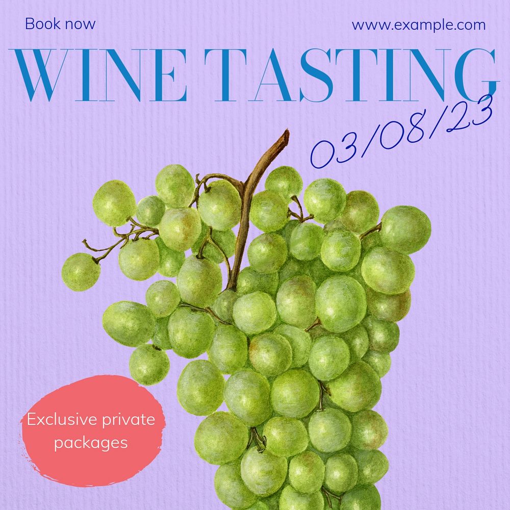 Wine tasting Facebook post template, editable design