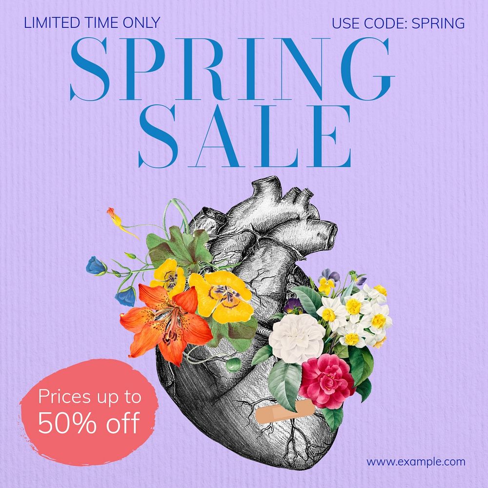 Spring sale Instagram post template, editable text