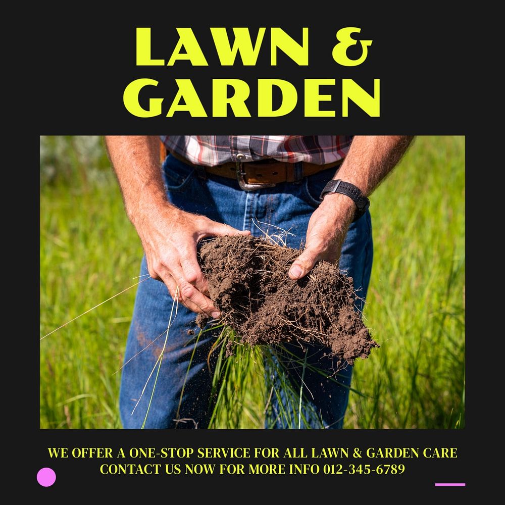 Lawn & garden Instagram post template, editable design