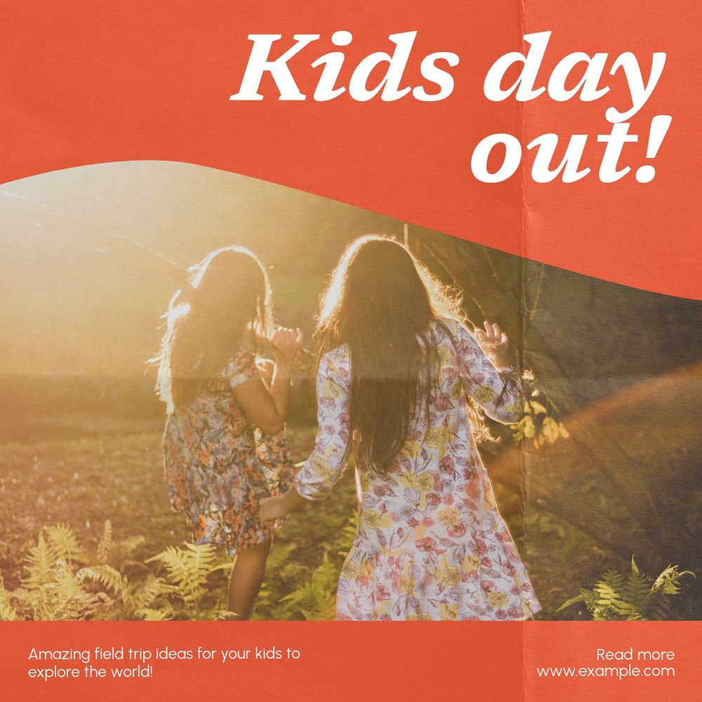 Kids day out Instagram post template, editable text