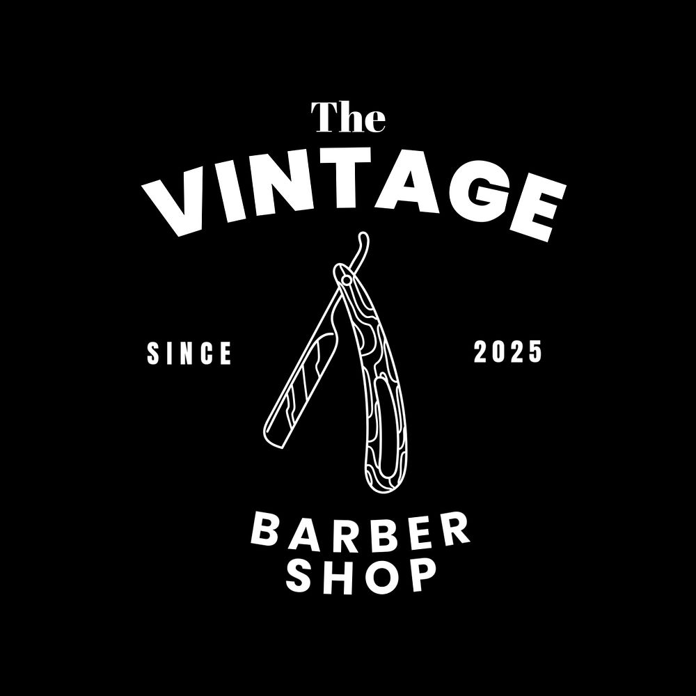 Vintage barber logo template, editable design