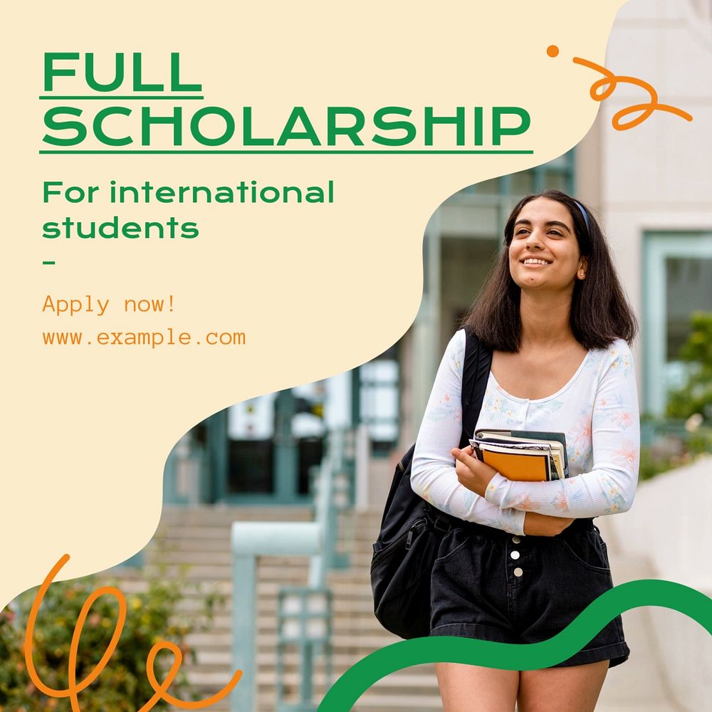 Full scholarship Instagram post template, editable text