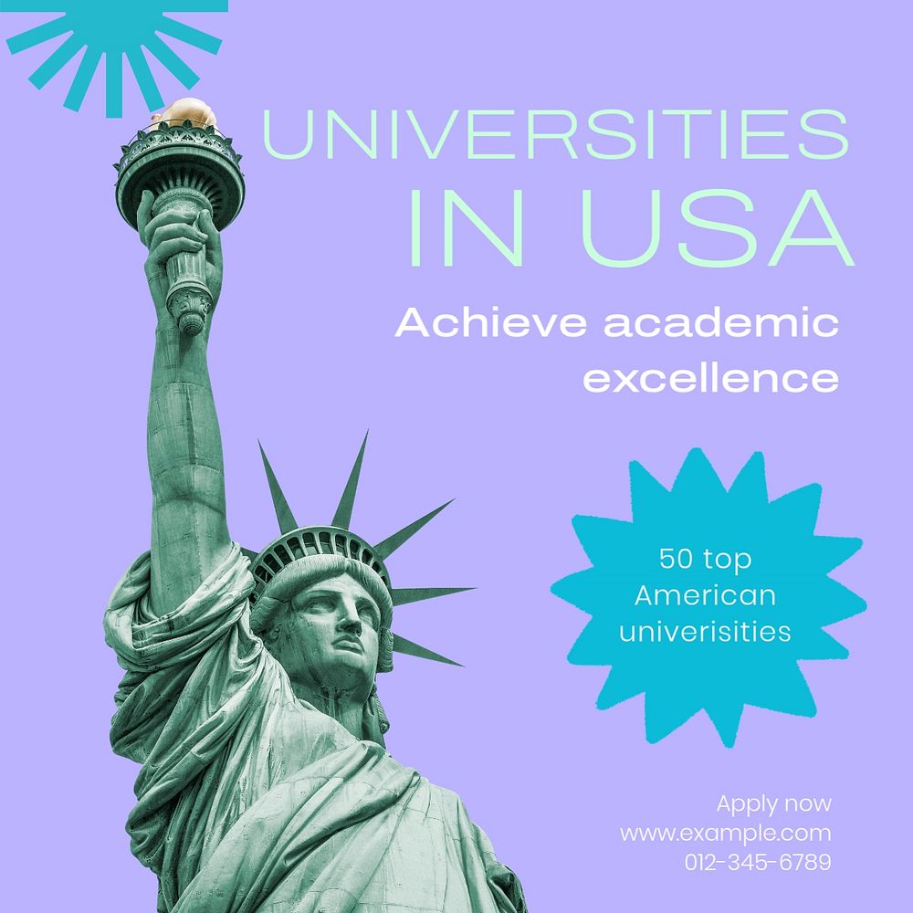 Study in USA Instagram post template, editable text