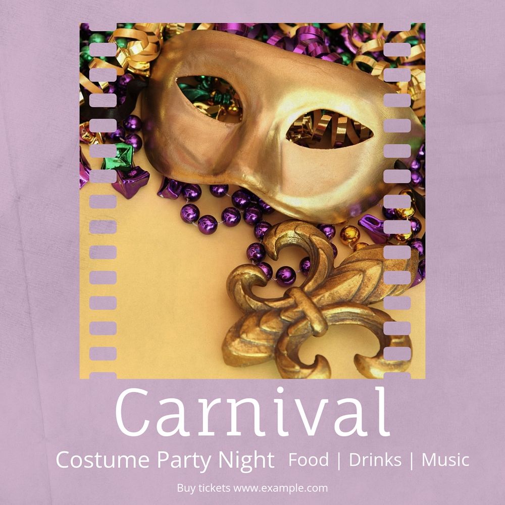 Carnival party Instagram post template, editable text