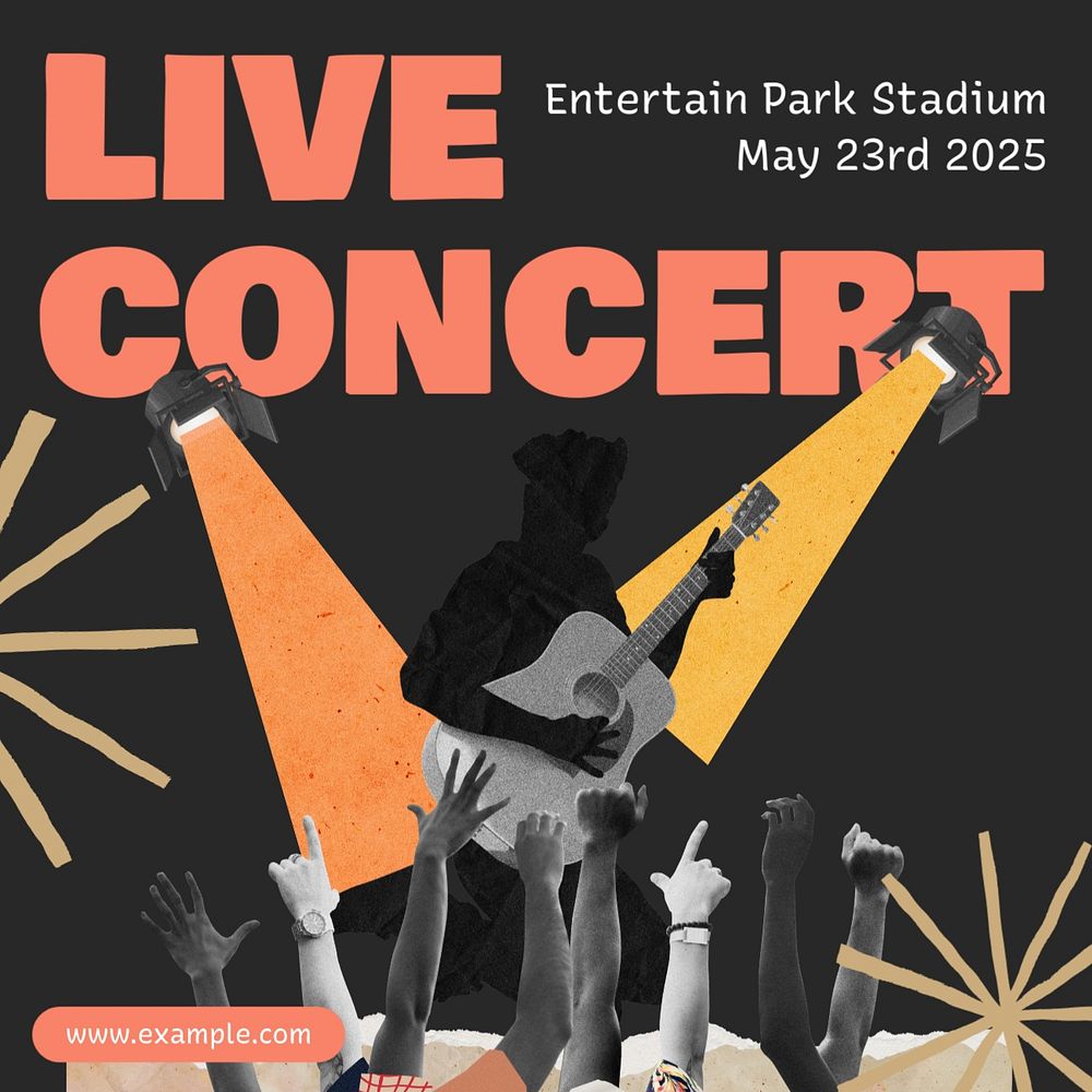 Live concert Instagram post template, editable text