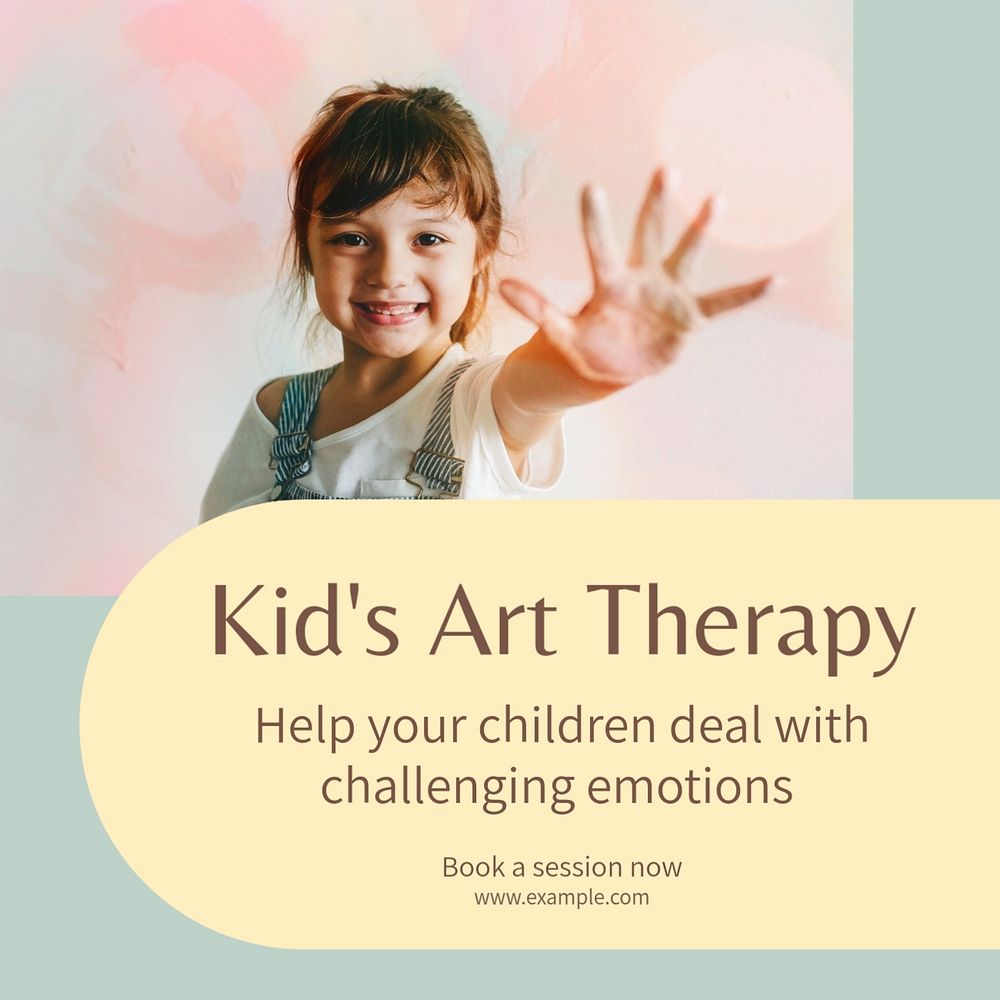 Kid's art therapy Instagram post template, editable text