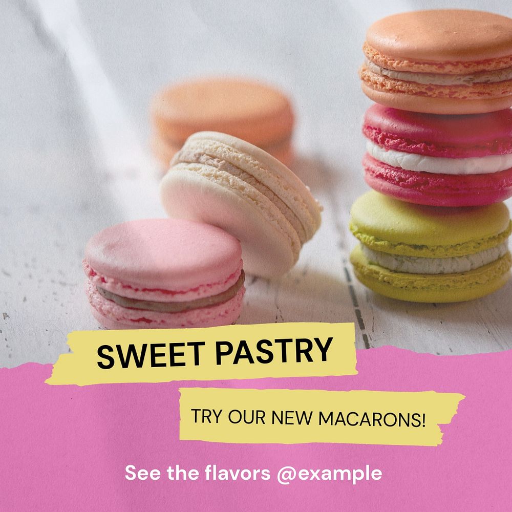 Sweet pastry Instagram post template, editable text