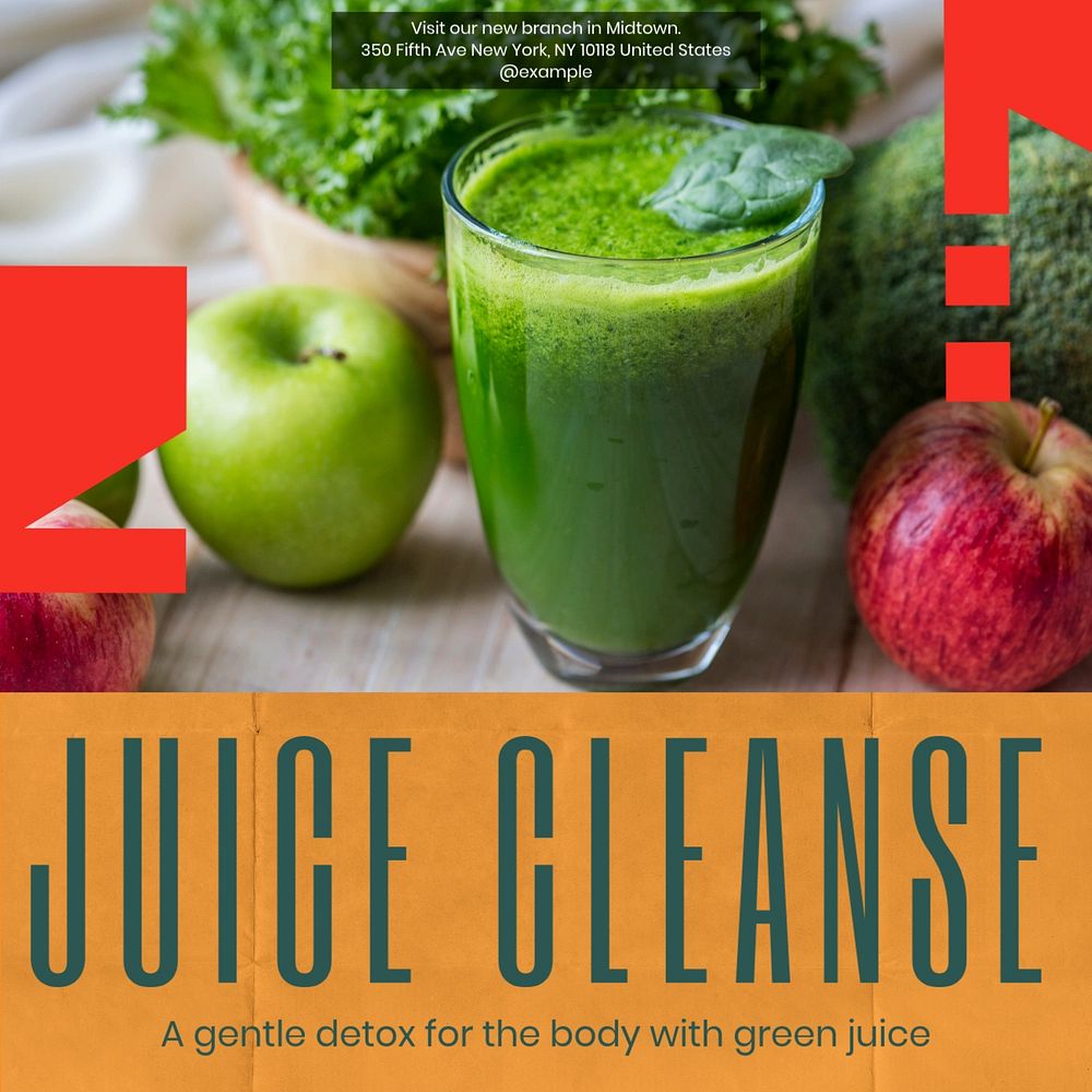 Juice Cleanse Instagram post template, editable design