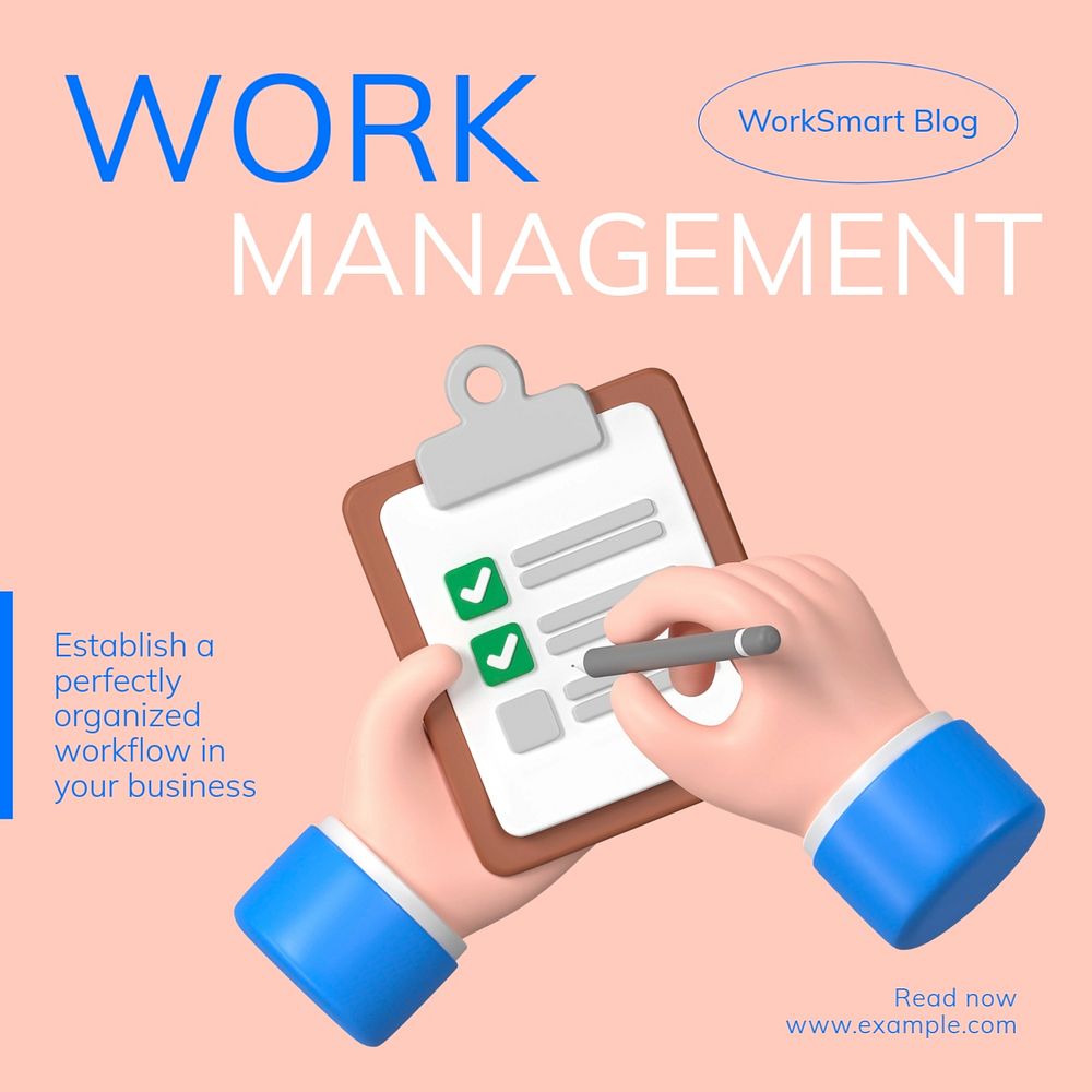 Work management Instagram post template, editable text