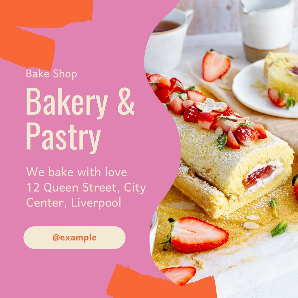 Bakery & pastry Instagram post template, editable text