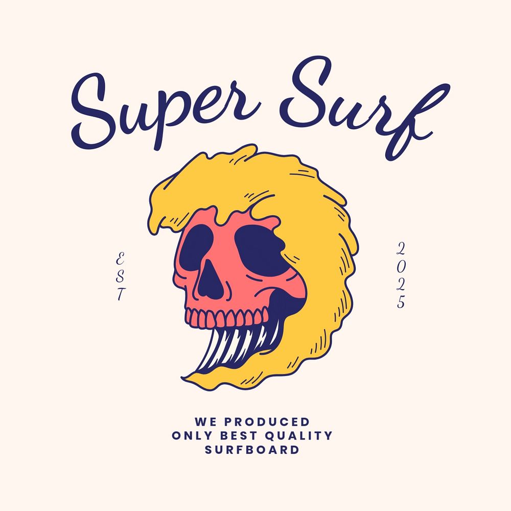 Vintage skull logo template, editable design