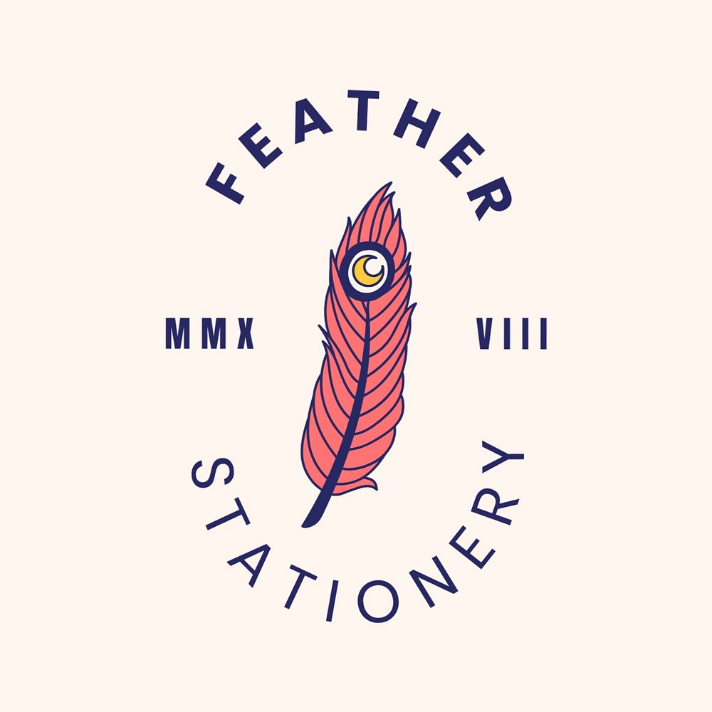 Peacock feather logo template, editable design