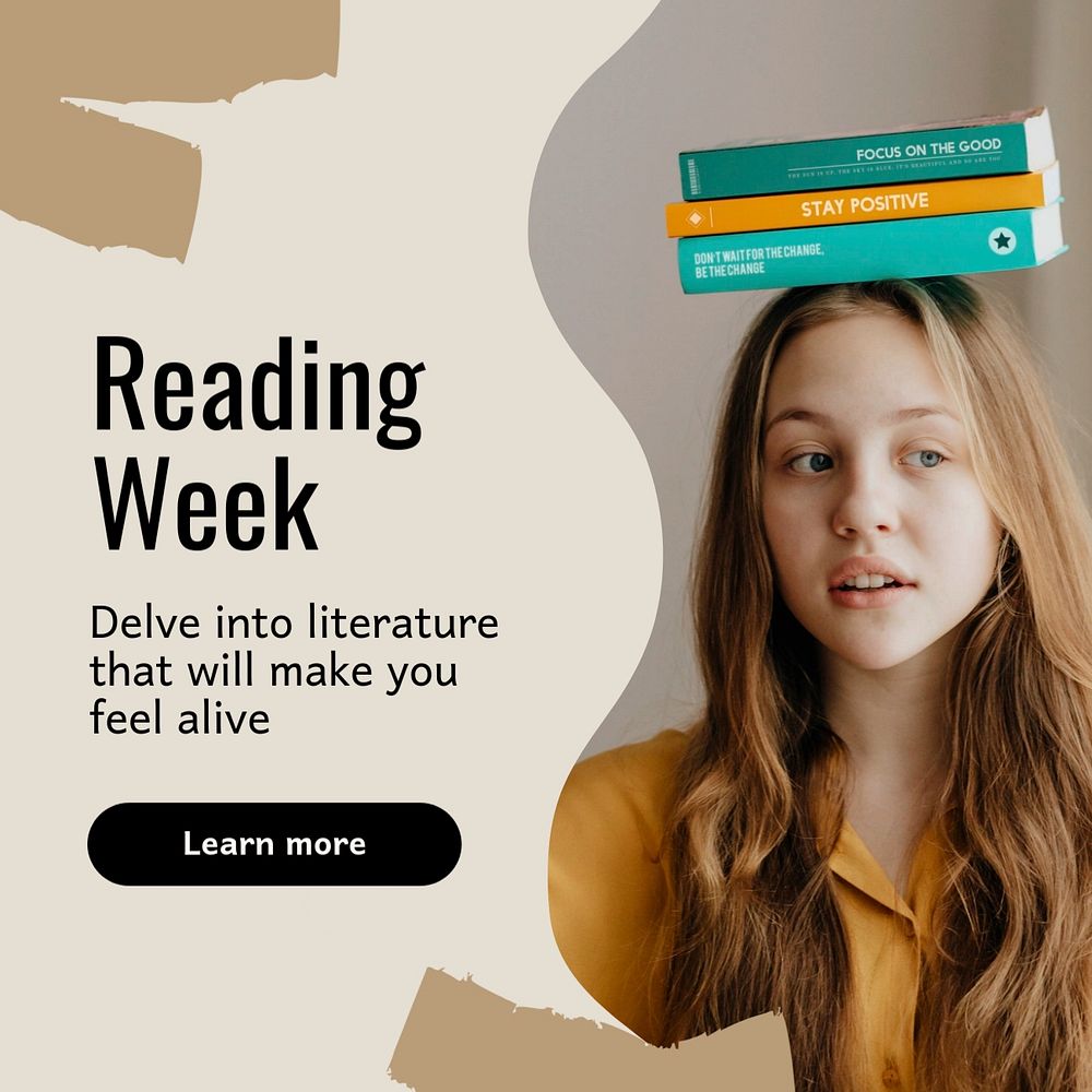 Reading week Facebook post template, editable design 