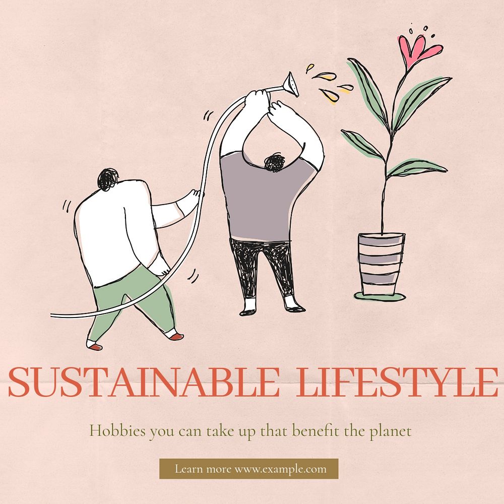 Sustainable lifestyle Instagram post template, editable text