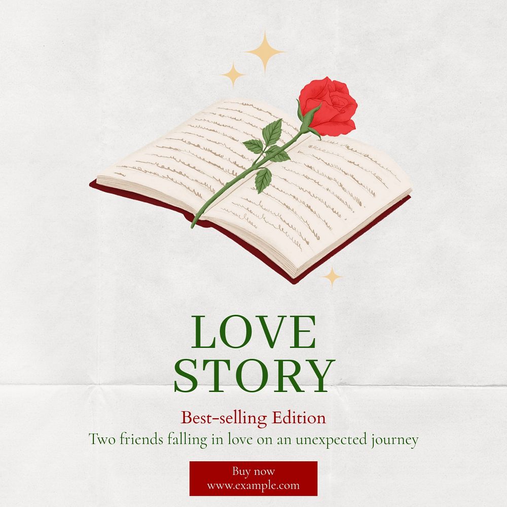 Love story Instagram post template, editable text