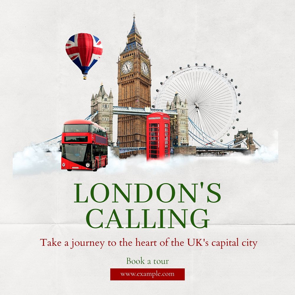 London calling Instagram post template, editable text