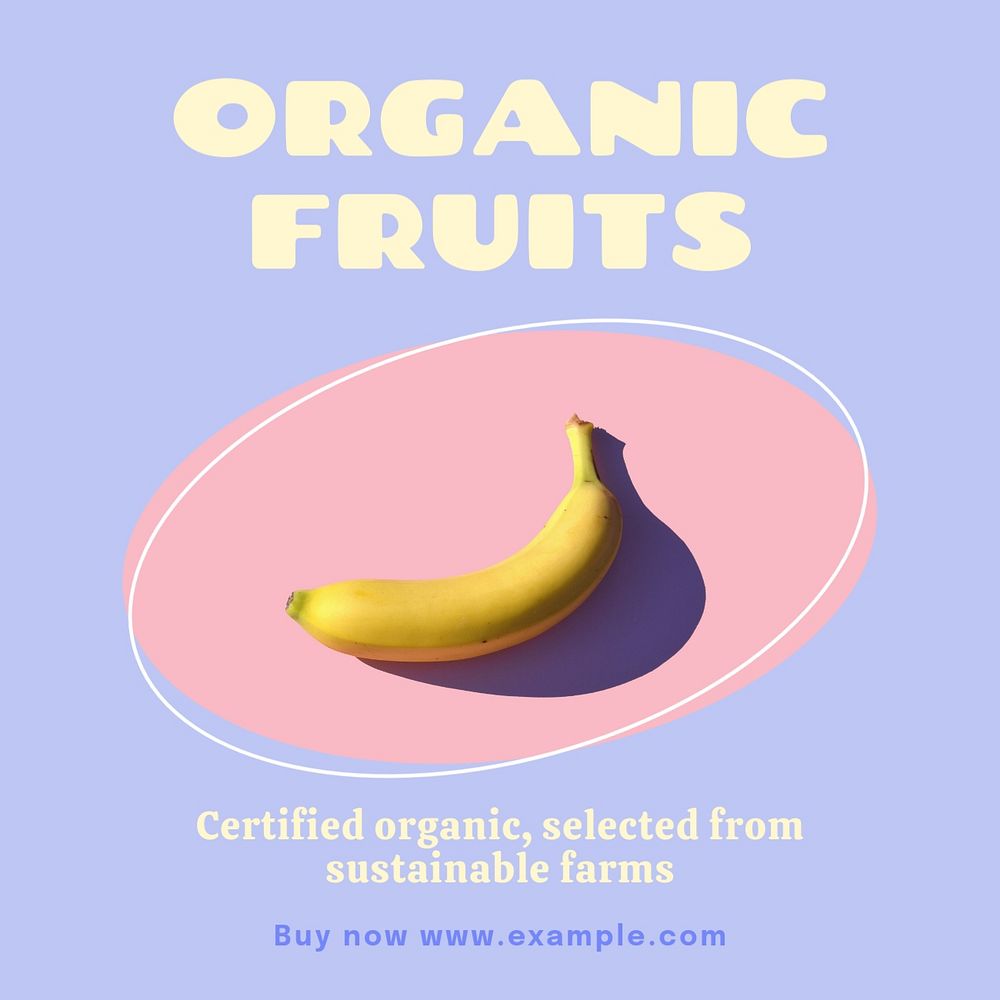 Organic fruits Instagram post template, editable text