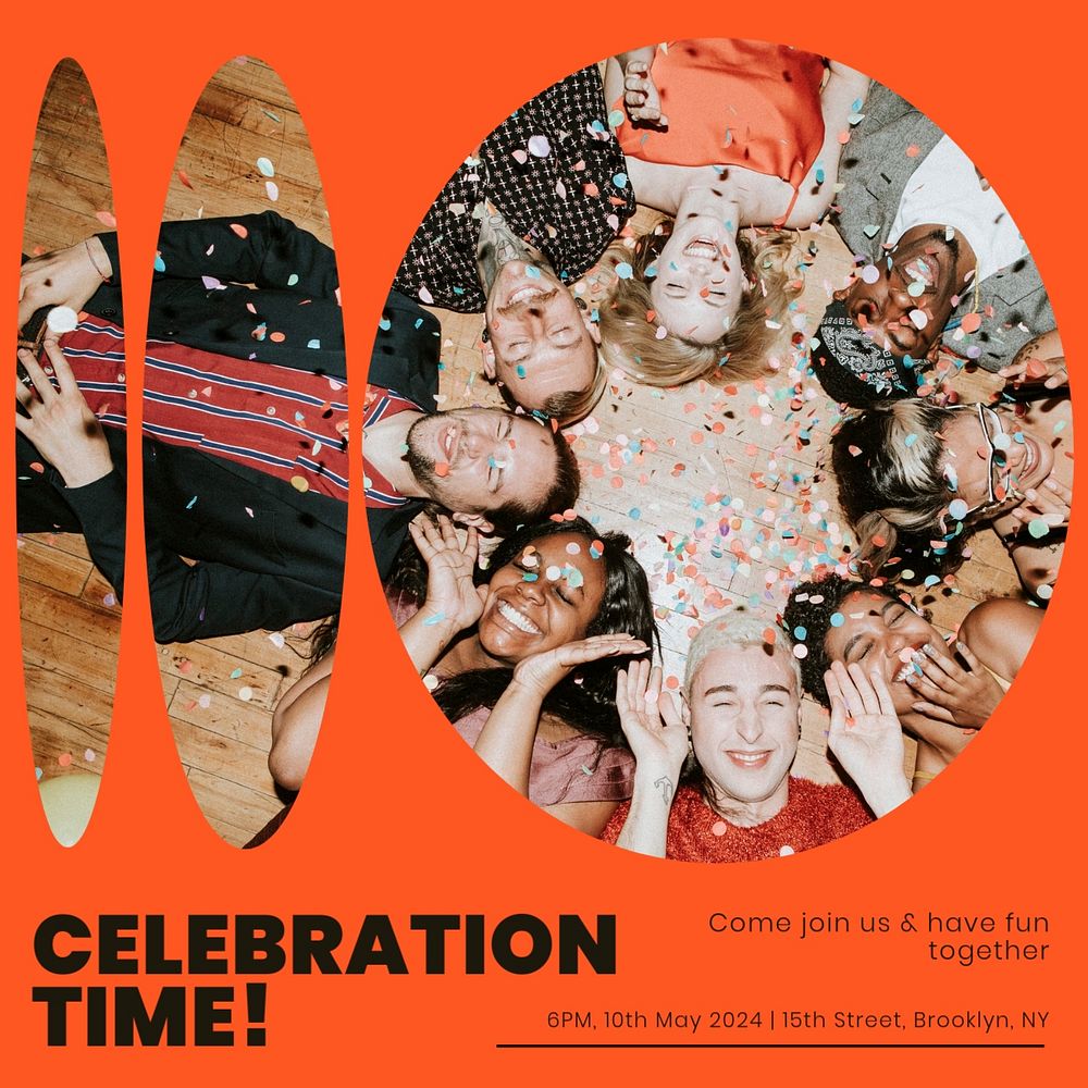 Celebration time Instagram post template, editable design