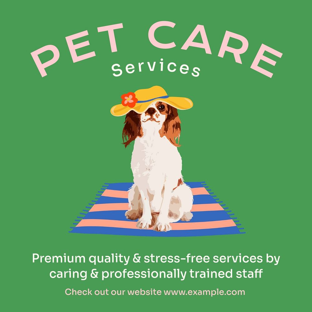 Pet care Instagram post template, editable text