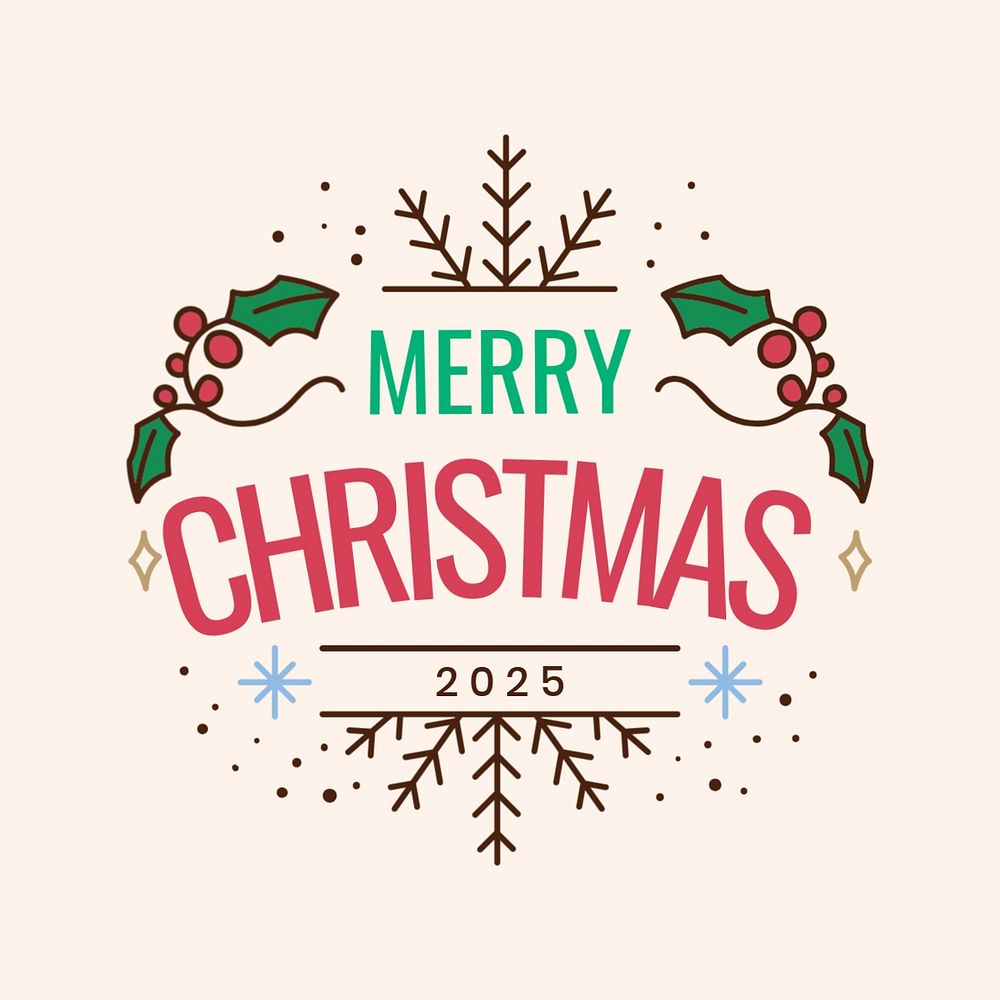 Merry Christmas word, greeting badge, editable design