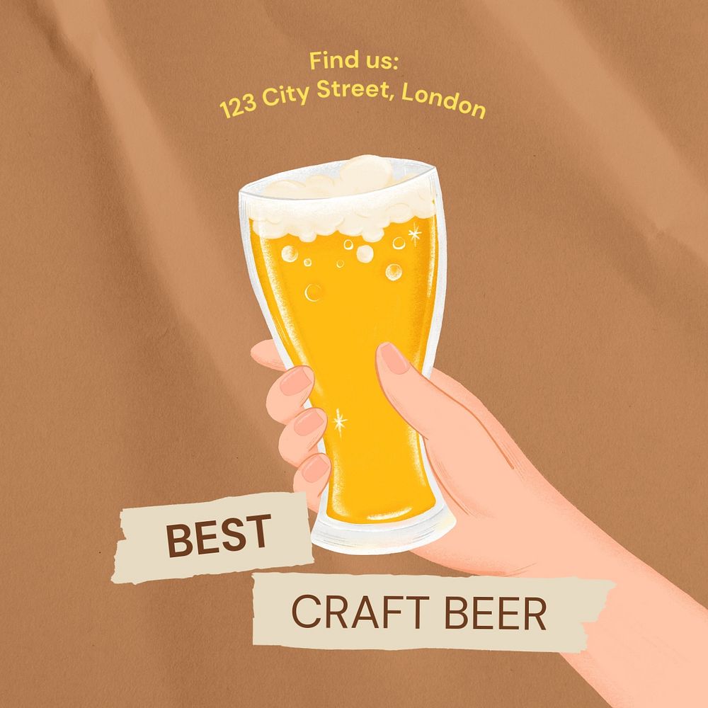 Beer Instagram post template, editable text