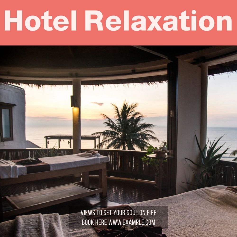 Hotel relaxation Instagram post template, editable design