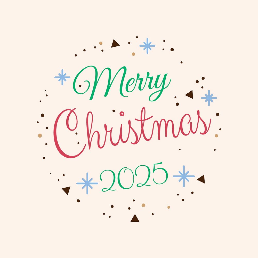 Merry Christmas word, greeting badge, editable design