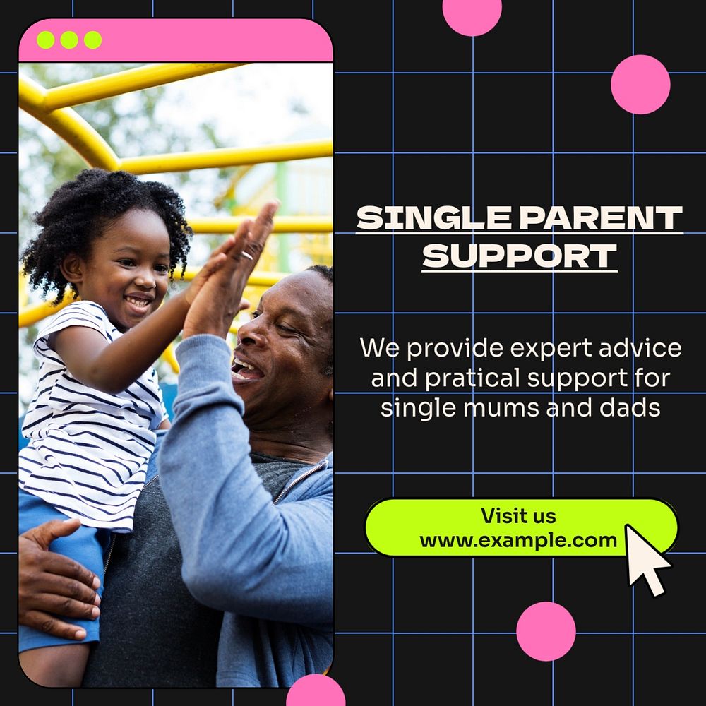 Charity for single parent families Instagram post template, editable text