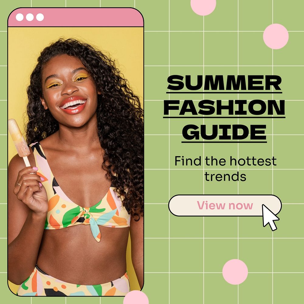 Summer fashion guide Instagram post template, editable text