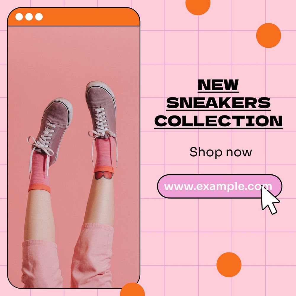 New sneakers collection Instagram post template, editable text