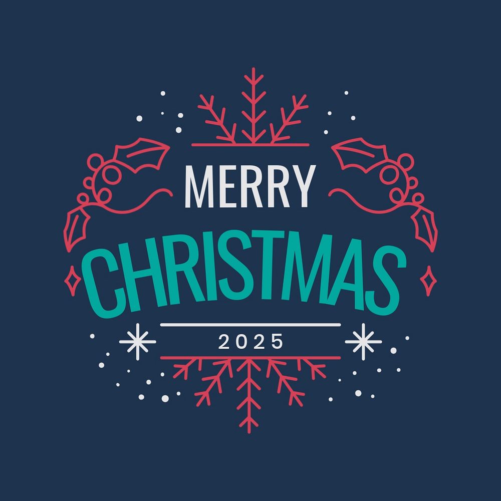 Merry Christmas word, greeting badge, editable design