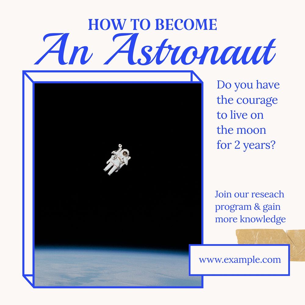 Become an astronaut Instagram post template, editable text