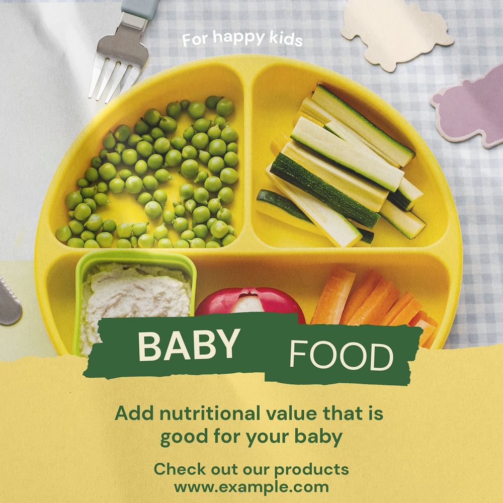 Baby food Instagram post template, editable text