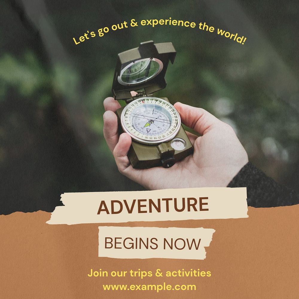 Adventure & travel Instagram post template, editable text