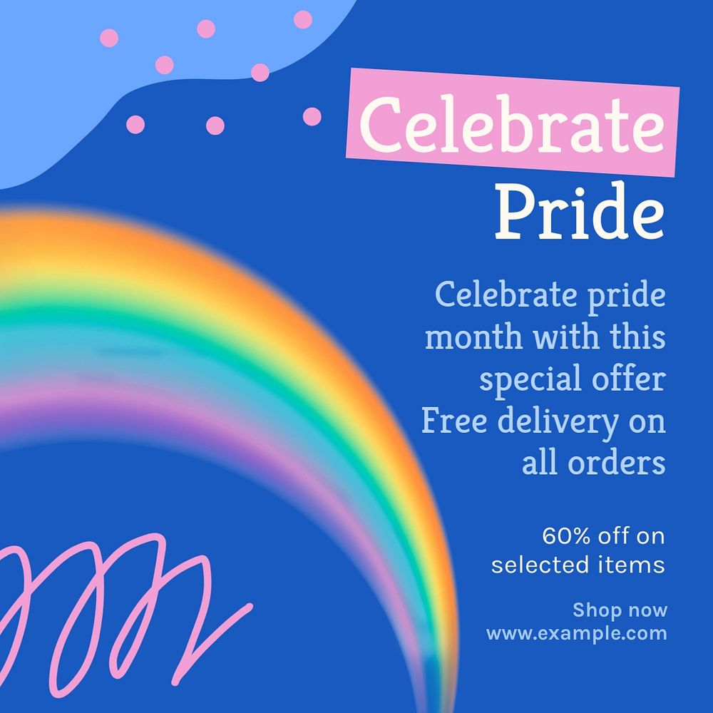 Pride month sale Instagram post template, editable text