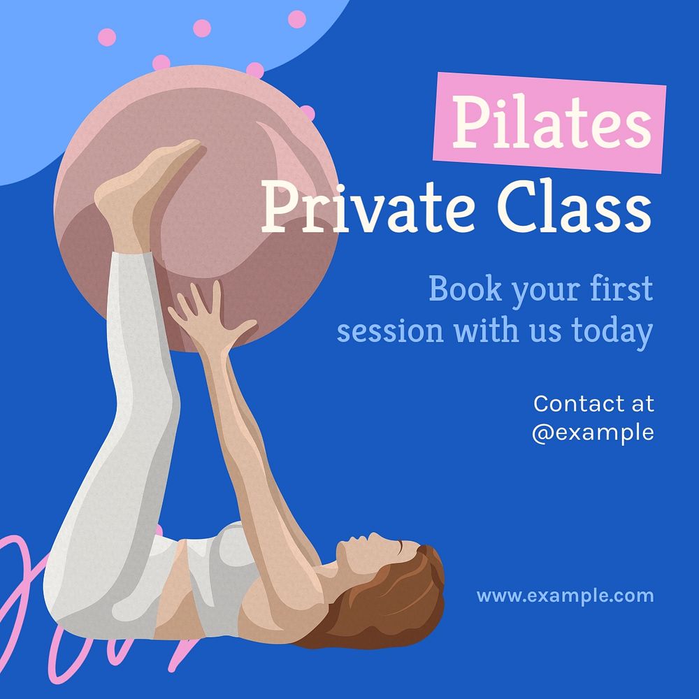 Pilates private class Instagram post template, editable text