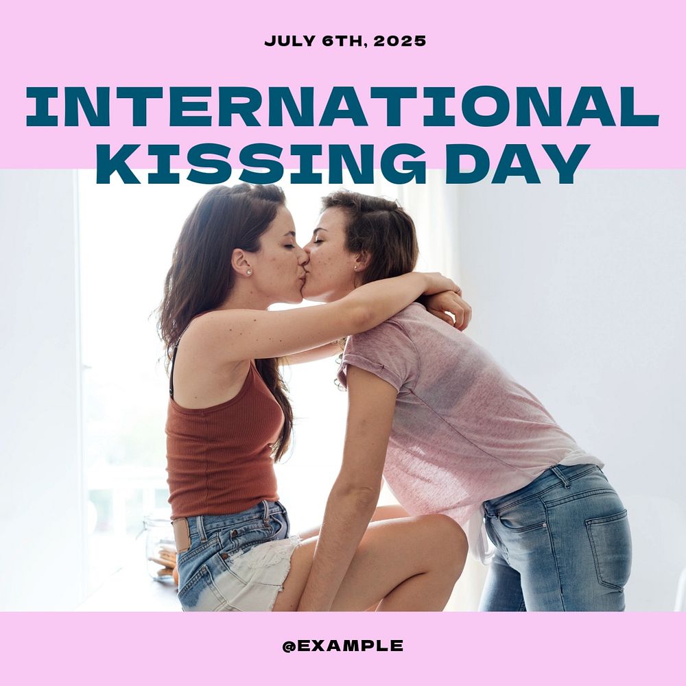 International kissing day Instagram post template, editable design